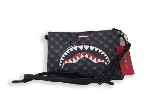 SHARKS IN PARIS WFT BUBBLY BLACK CHECK CROSSOVER CLUTCH