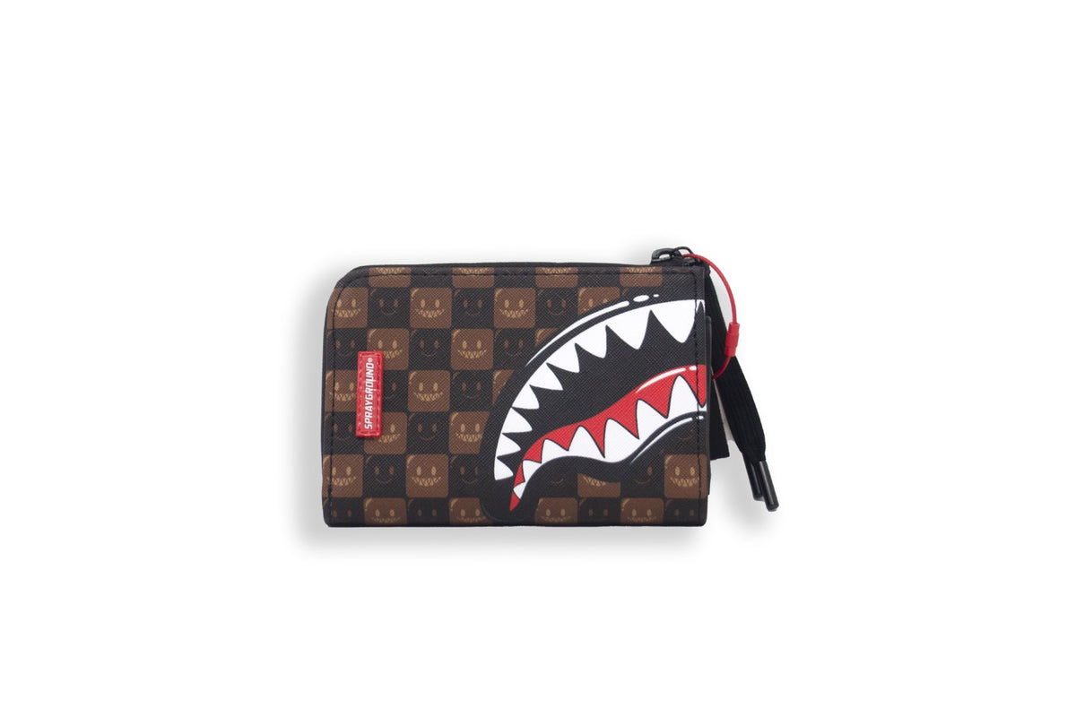 SHARKS IN PARIS  WTF BUBBLE BROWN CHECK WALLET