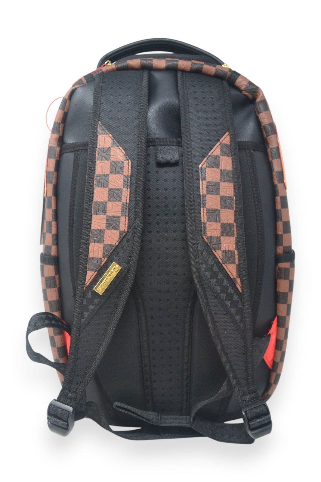 EMBOSSED CHECK BROWN BACKPACK