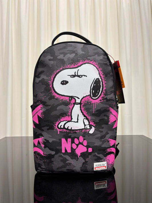 PEANUTS SNOOPY PINK STENCIL DLXSV BACKPACK