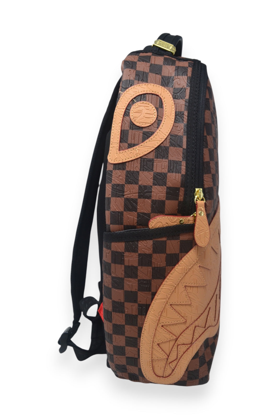 EMBOSSED CHECK BROWN BACKPACK