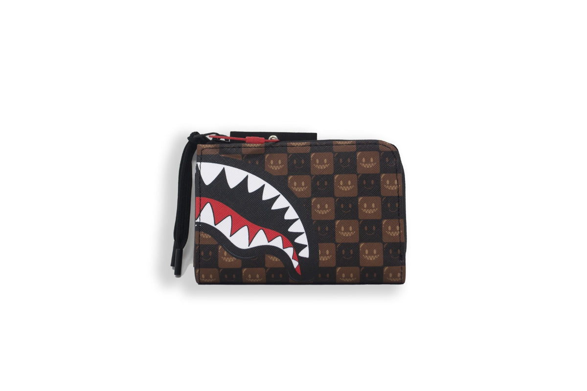SHARKS IN PARIS  WTF BUBBLE BROWN CHECK WALLET